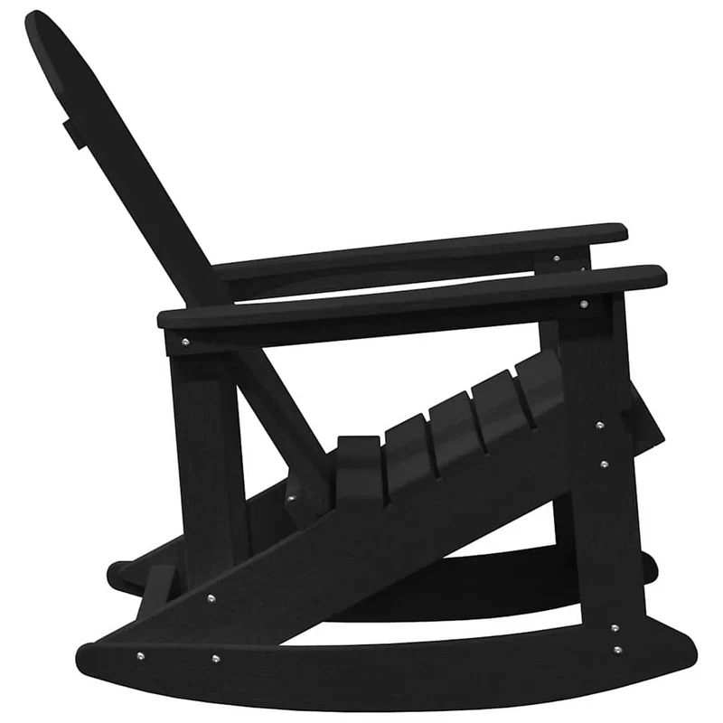 Adirondack Rocking Chairs 2 pcs 2-Seaters Black HDPE