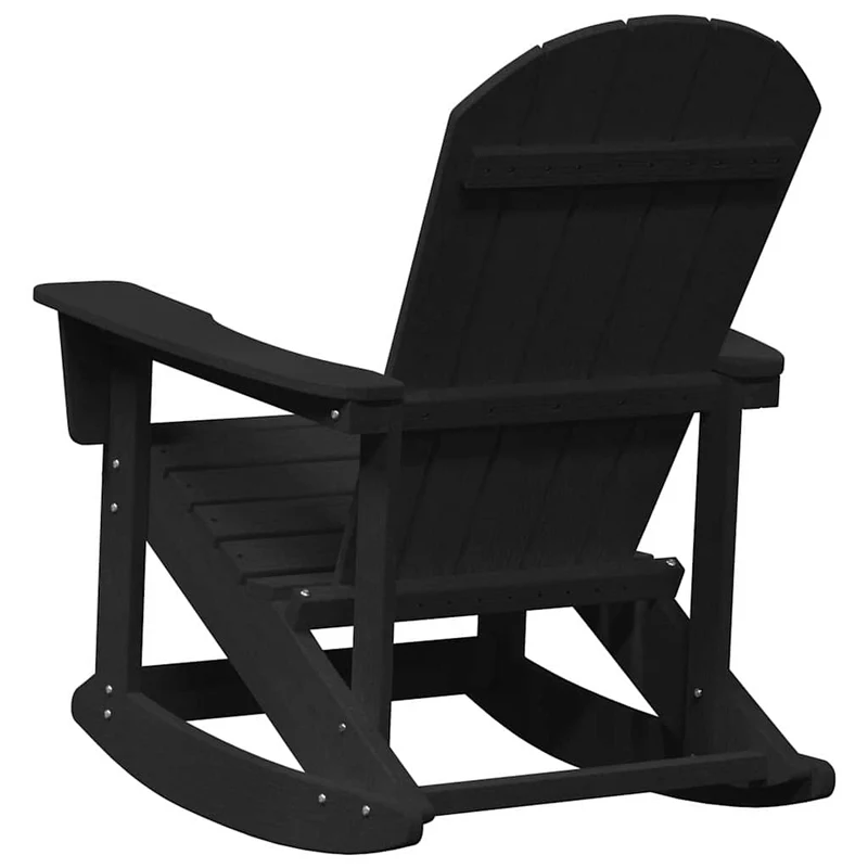 Adirondack Rocking Chairs 2 pcs 2-Seaters Black HDPE