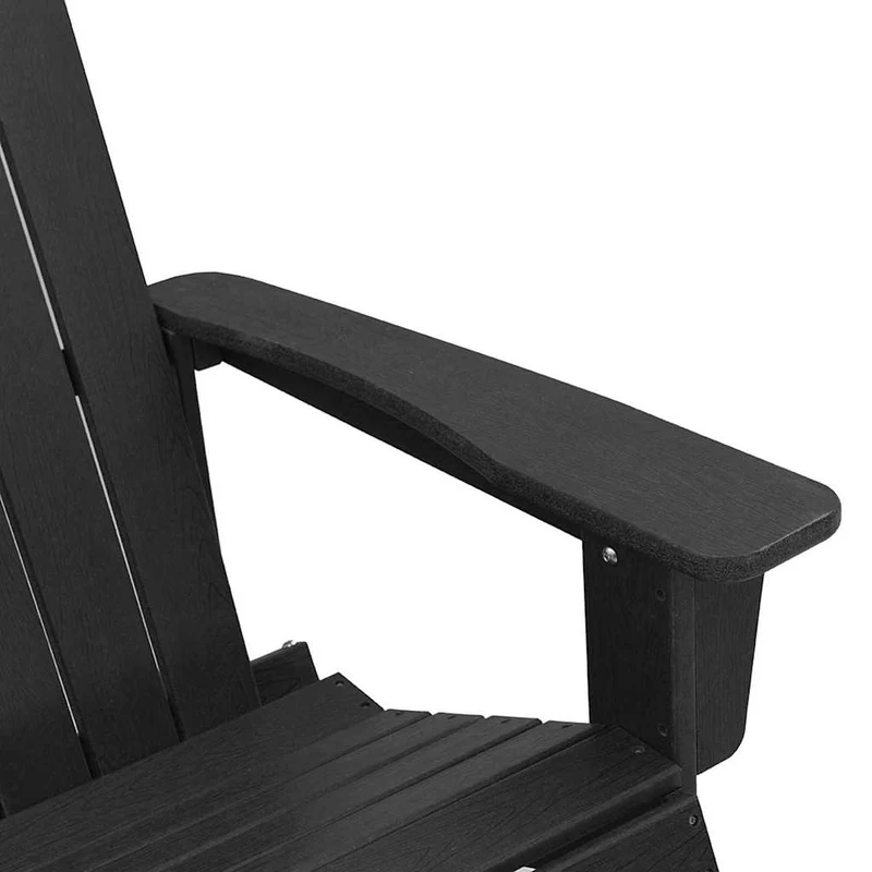 Adirondack Rocking Chairs 2 pcs 2-Seaters Black HDPE