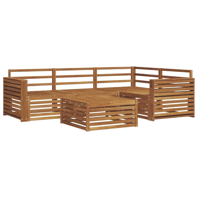 Outdoor Sofa Set 5 pcs Natural Solid Acacia Wood