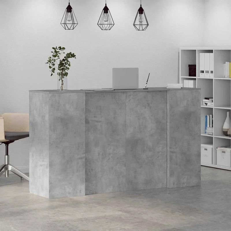 Reception Desk Concrete Grey 180x50x103,5 cm Engineered Wood