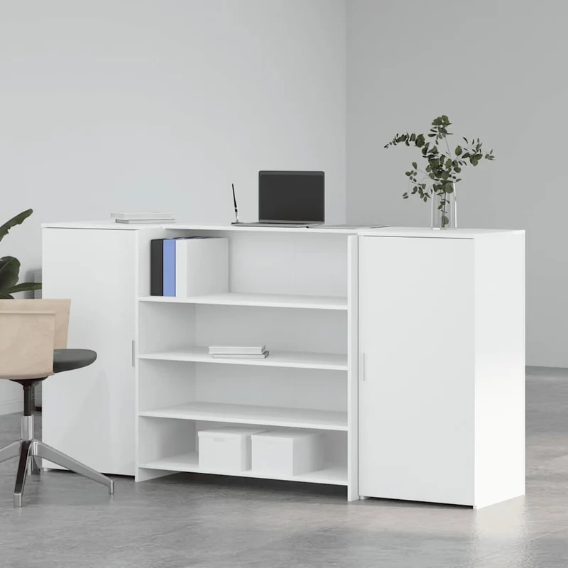 Reception Desk White 200x50x103,5 cm Engineered Wood