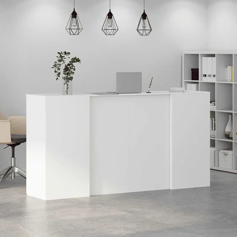 Reception Desk White 200x50x103,5 cm Engineered Wood