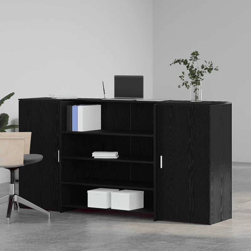 Reception Desk Black Oak 200x50x103,5 cm Engineered Wood