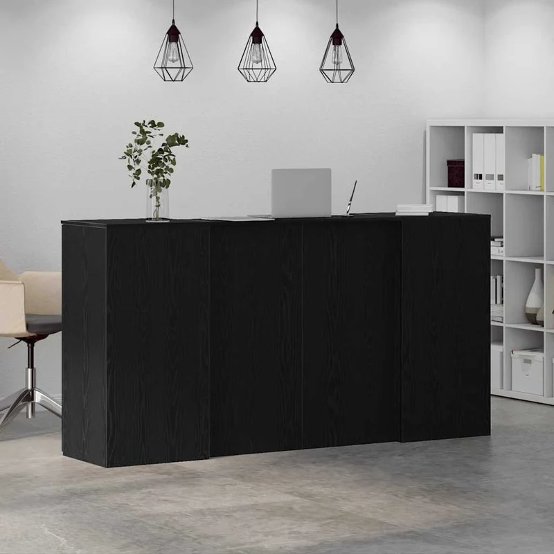 Reception Desk Black Oak 200x50x103,5 cm Engineered Wood