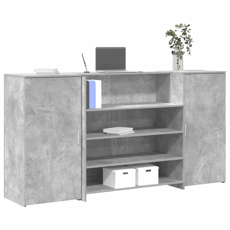 Reception Desk Concrete Grey 200x50x103,5 cm Engineered Wood