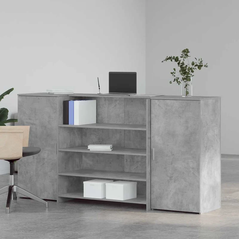 Reception Desk Concrete Grey 200x50x103,5 cm Engineered Wood