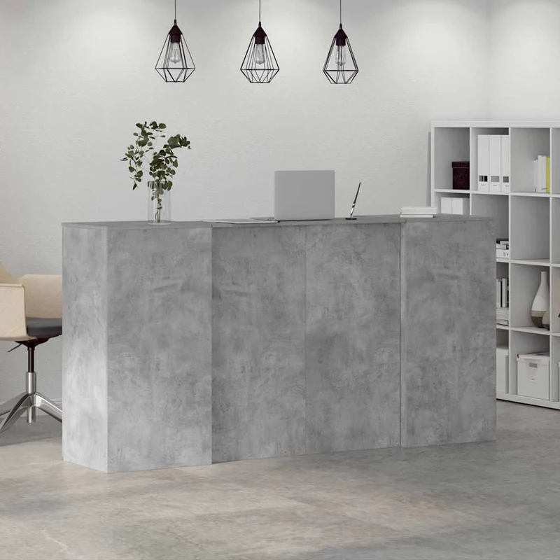 Reception Desk Concrete Grey 200x50x103,5 cm Engineered Wood