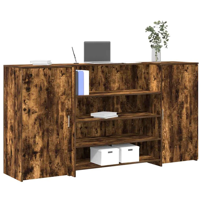 Reception Desk Smoked Oak 200x50x103,5 cm Engineered Wood