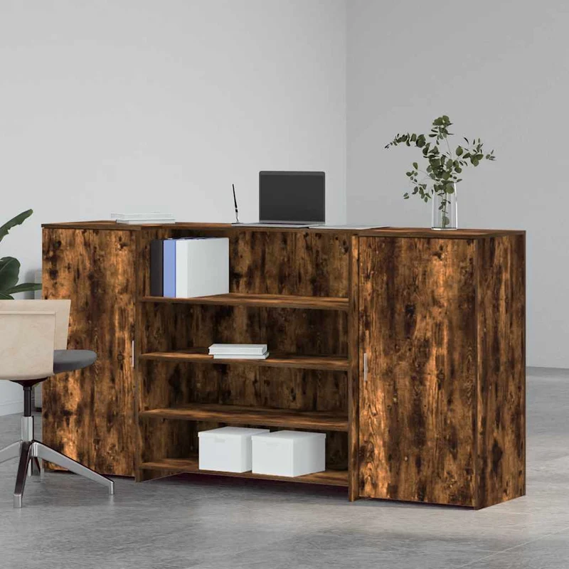 Reception Desk Smoked Oak 200x50x103,5 cm Engineered Wood