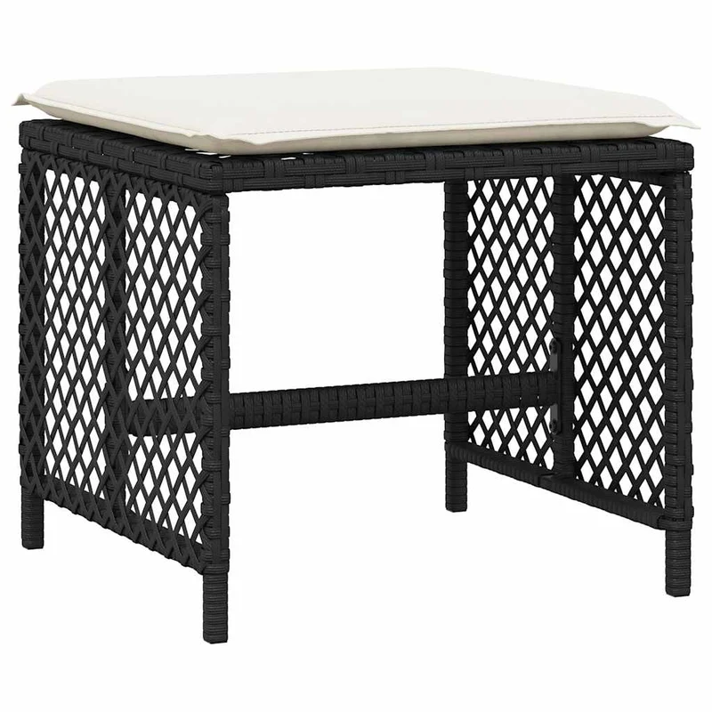 9 Piece Garden Dining Set with Cushions Black Poly Rattan