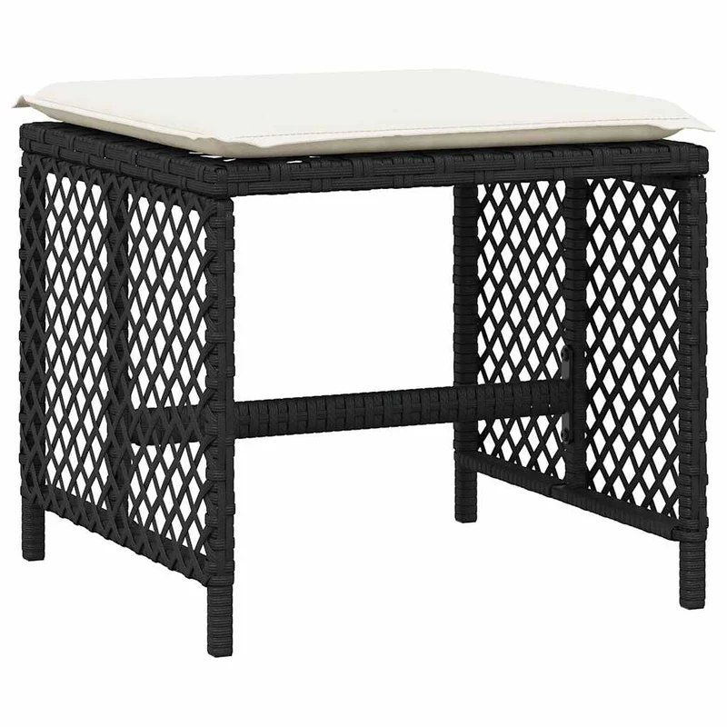 11 Piece Garden Dining Set with Cushions Black Poly Rattan