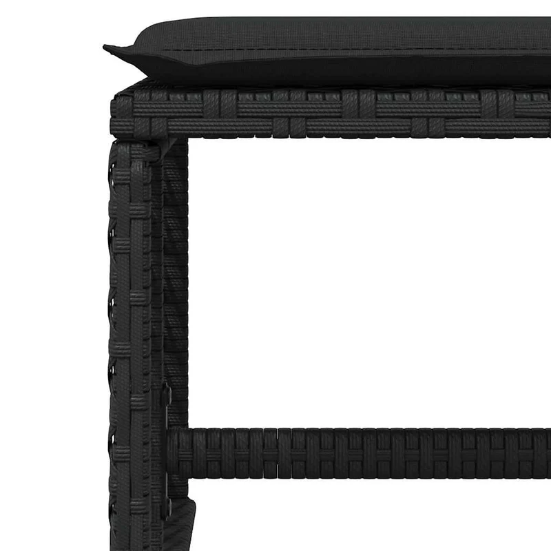 11 Piece Garden Dining Set with Cushions Black Poly Rattan