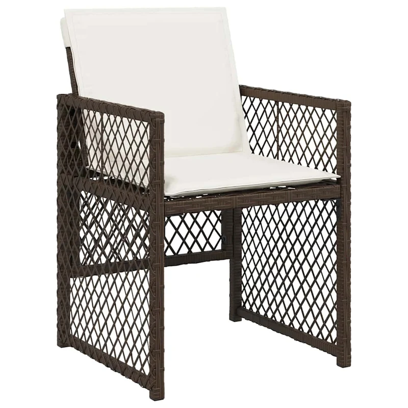 11 Piece Garden Dining Set with Cushions Brown Poly Rattan