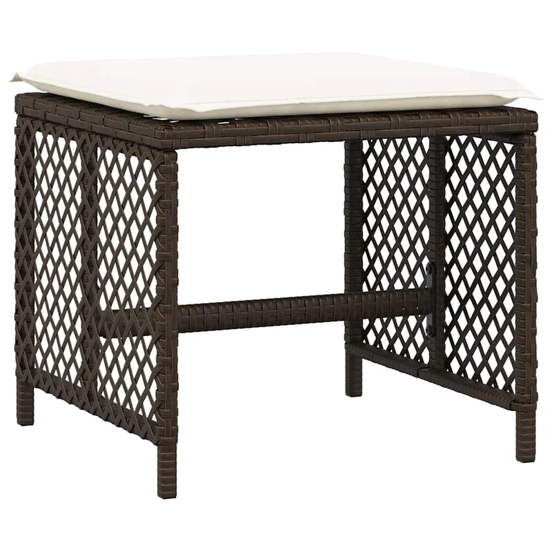 11 Piece Garden Dining Set with Cushions Brown Poly Rattan