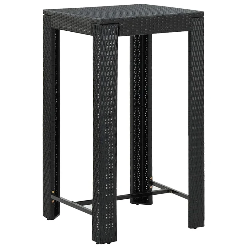 5 Piece Garden Bar Set with Cushions Poly Rattan Black