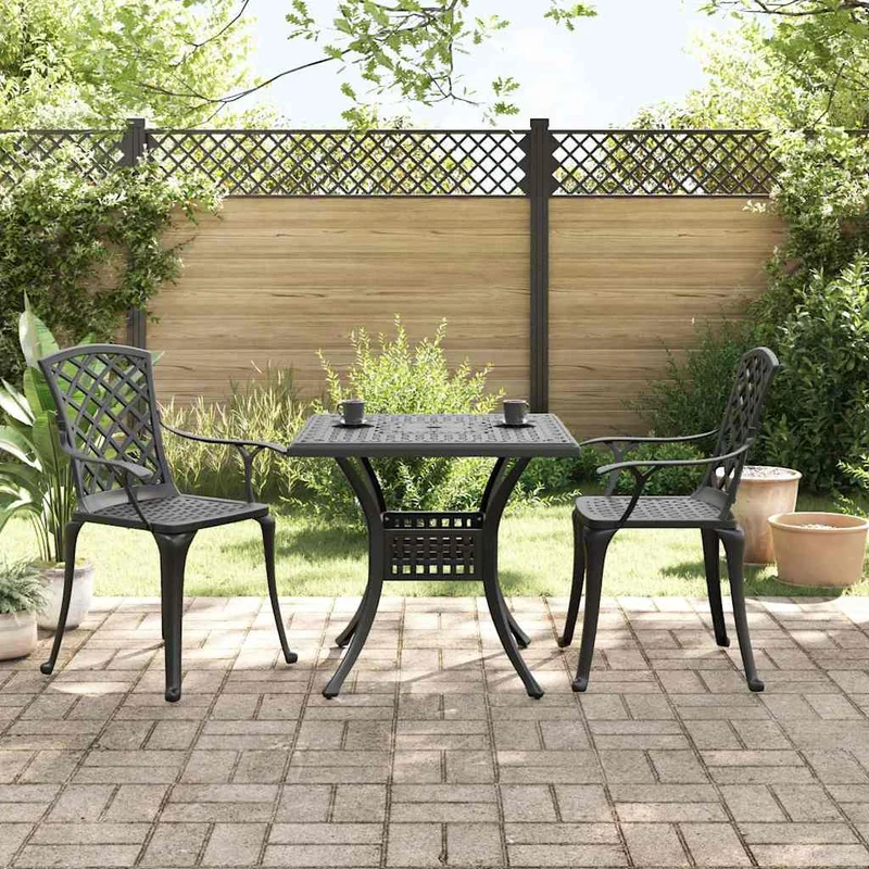 3 Piece Bistro Set Black Cast Aluminium