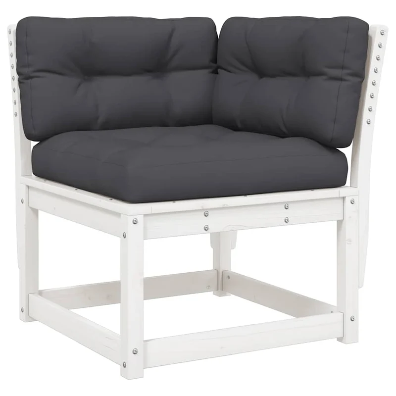 4 Piece Garden Lounge Set with Cushions White Solid Wood Pine