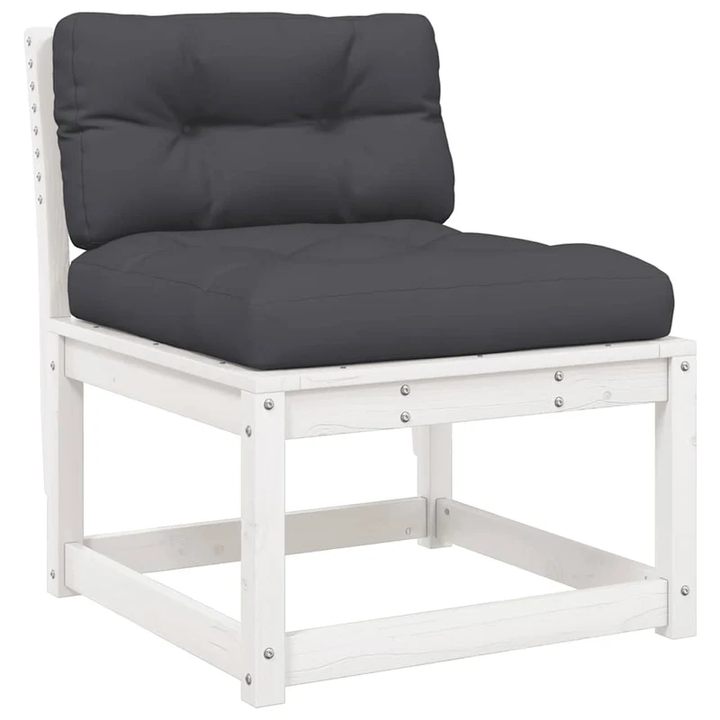 4 Piece Garden Lounge Set with Cushions White Solid Wood Pine
