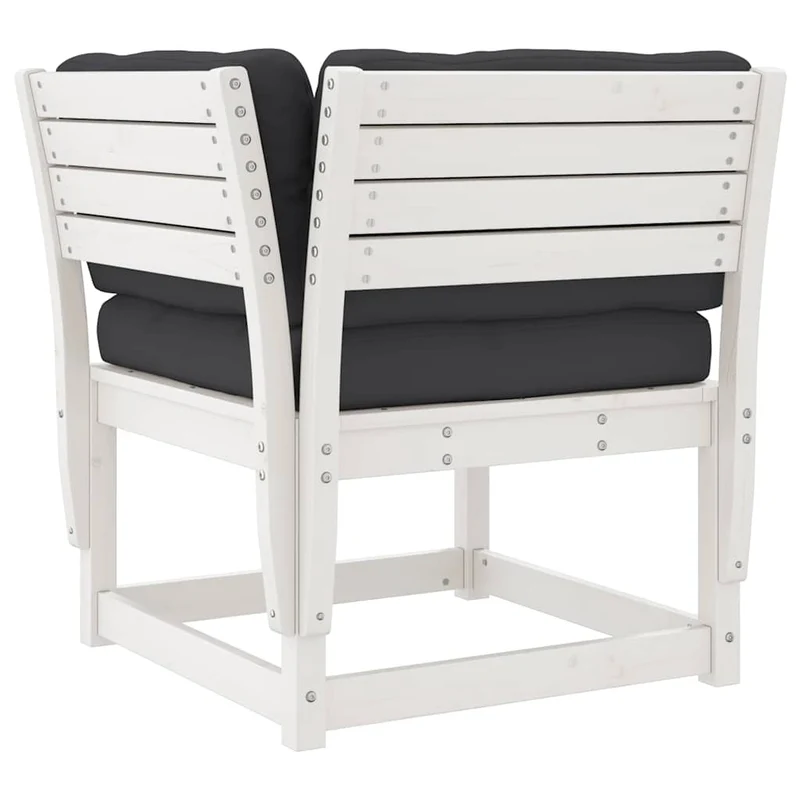 5 Piece Garden Lounge Set with Cushions White Solid Wood Pine