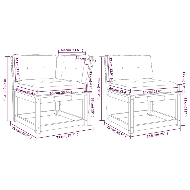 5 Piece Garden Sofa Set with Cushions White Solid Wood Pine