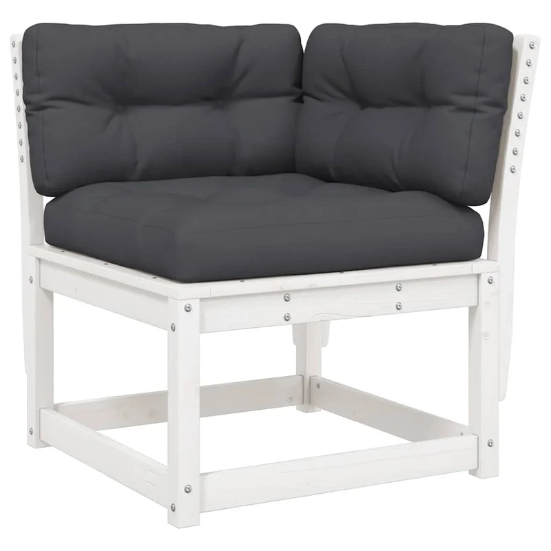 5 Piece Garden Sofa Set with Cushions White Solid Wood Pine
