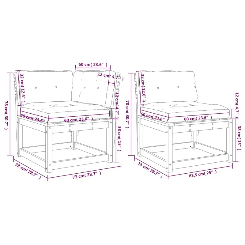 5 Piece Garden Sofa Set with Cushions White Solid Wood Pine
