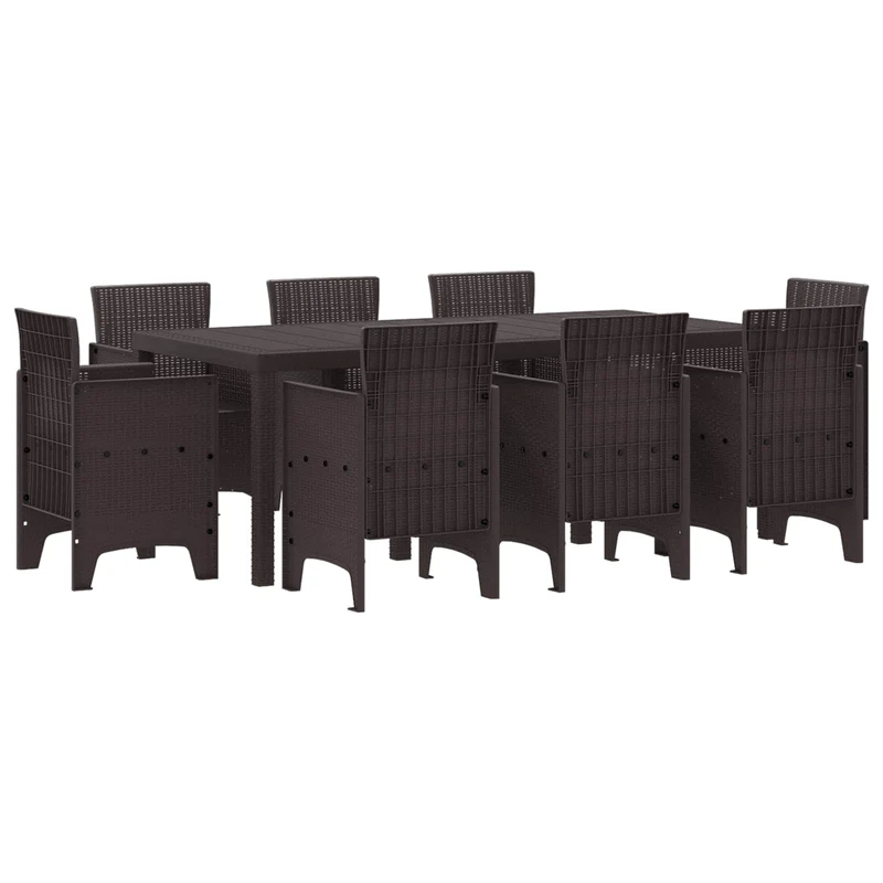 Garden Dining Set 9 pcs Brown Polypropylene