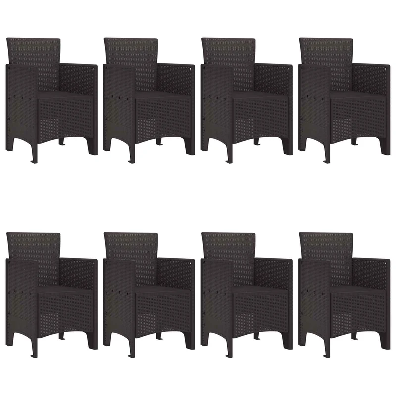Garden Dining Set 9 pcs Brown Polypropylene