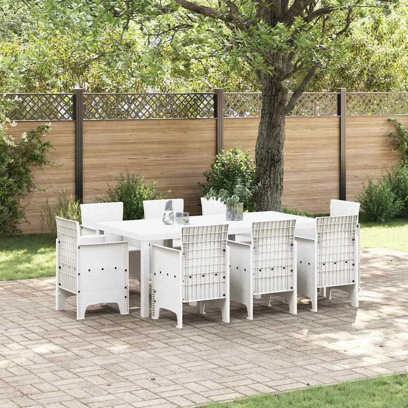 Garden Dining Set 9 pcs White Polypropylene