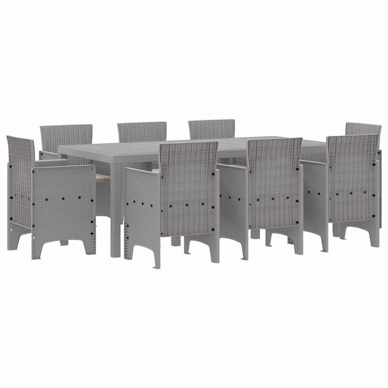 Garden Dining Set 9 pcs Light Grey Polypropylene