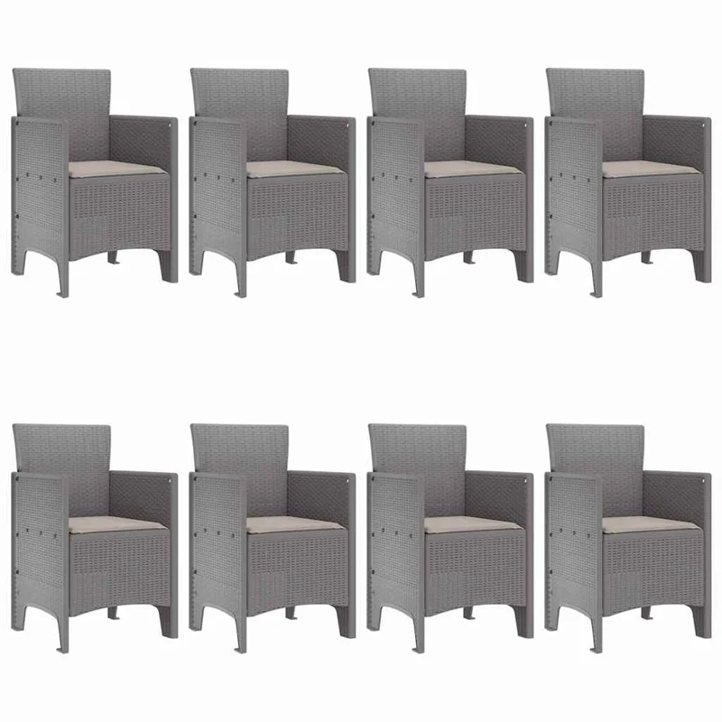 Garden Dining Set 9 pcs Light Grey Polypropylene