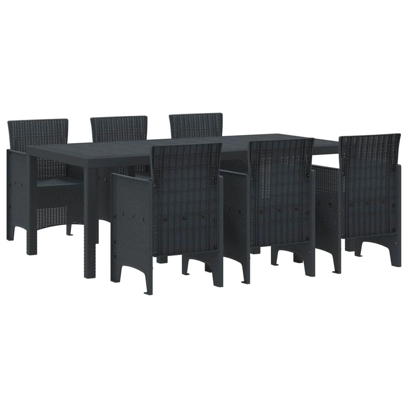 Garden Dining Set 7 pcs Anthracite Polypropylene