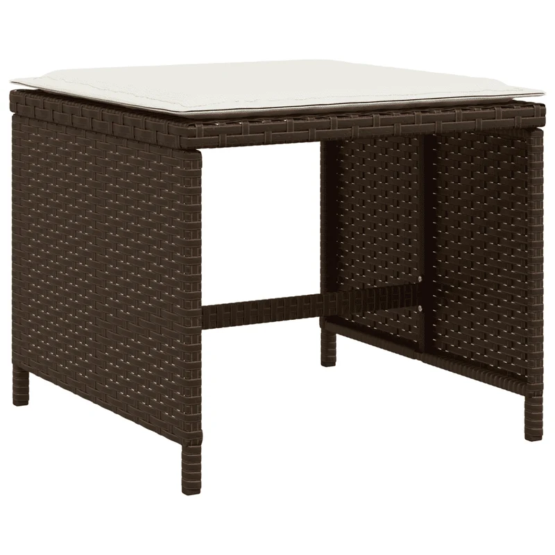 13 Piece Garden Dining Set with Cushions Brown Poly Rattan
