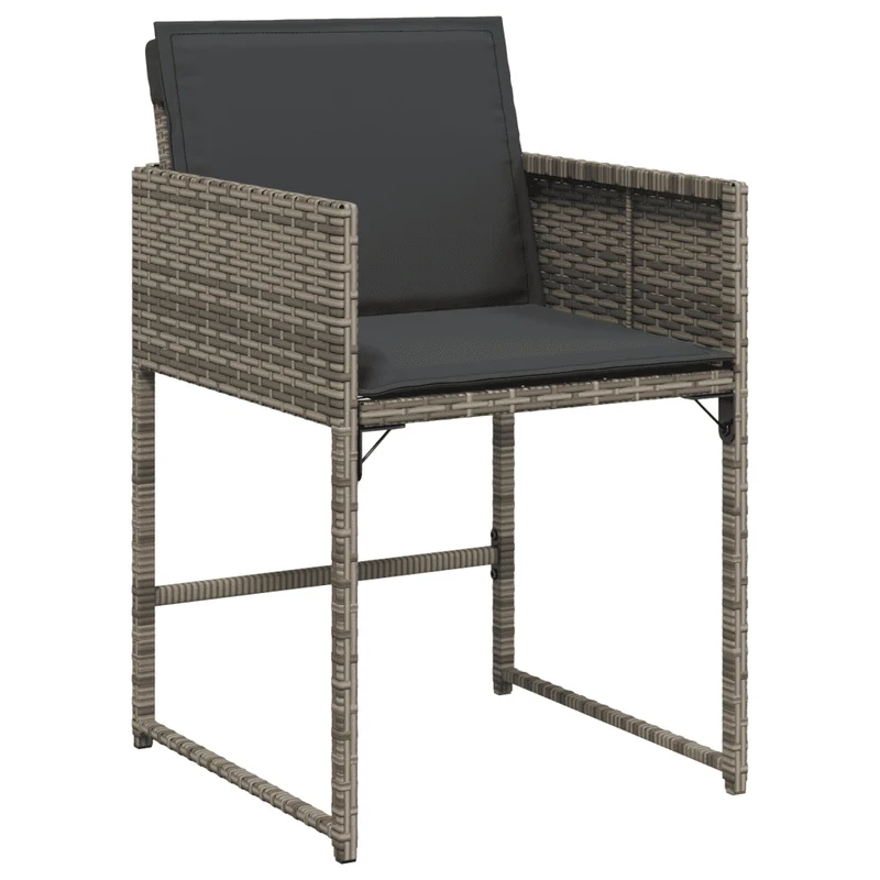 9 Piece Garden Dining Set with Cushions Grey Poly Rattan