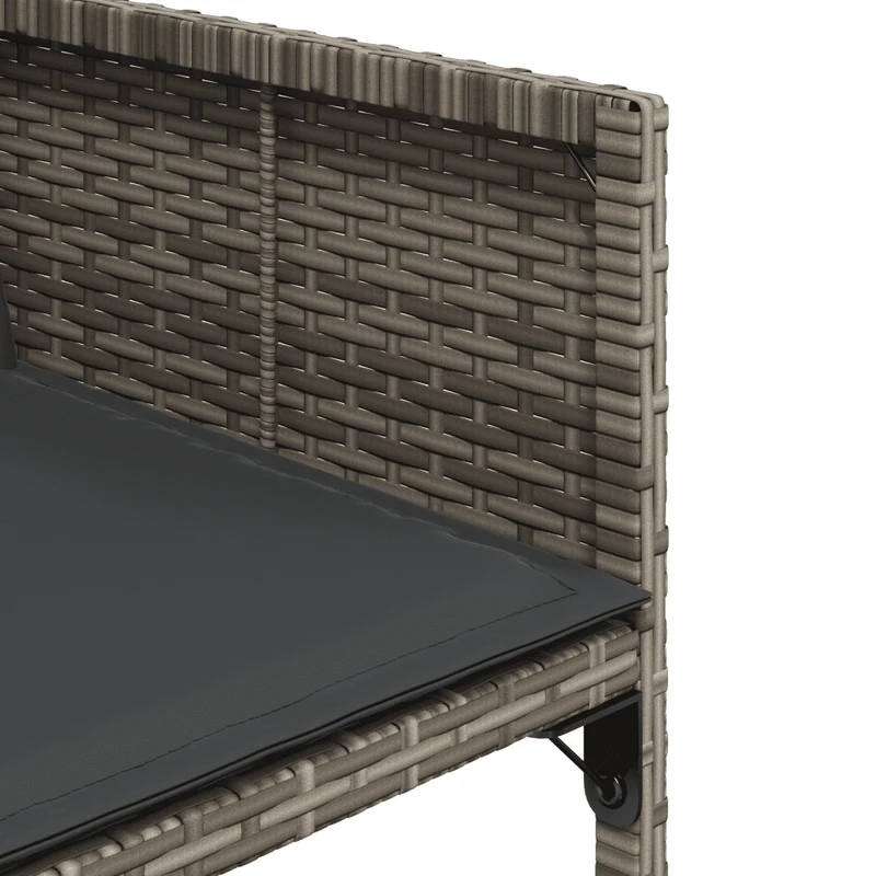 9 Piece Garden Dining Set with Cushions Grey Poly Rattan
