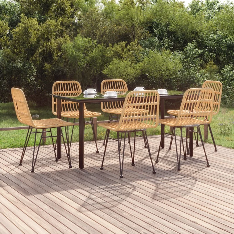 7 Piece Garden Dining Set Poly Rattan