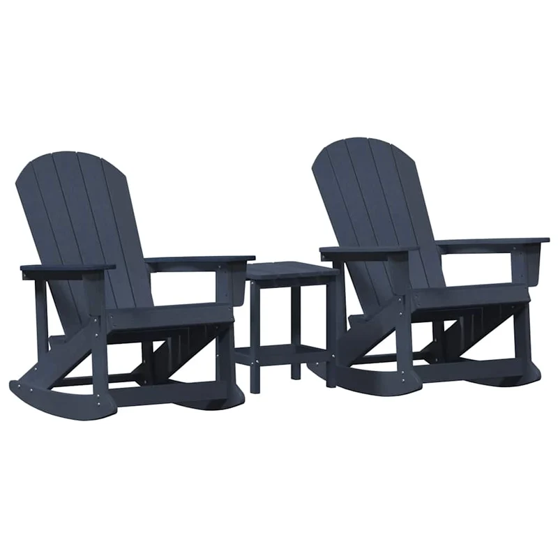 Garden Lounge Set 3 pcs Navy Blue HDPE