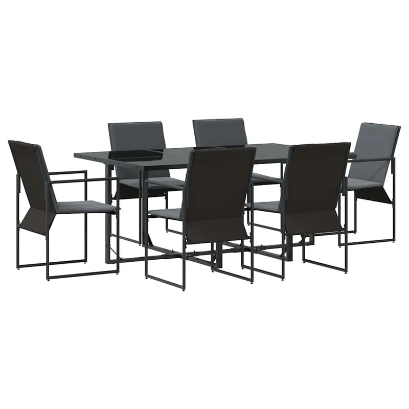 Garden Dining Set 7 pcs Black Steel