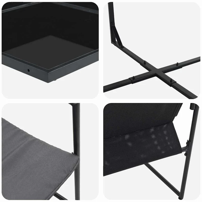 Garden Dining Set 7 pcs Black Steel