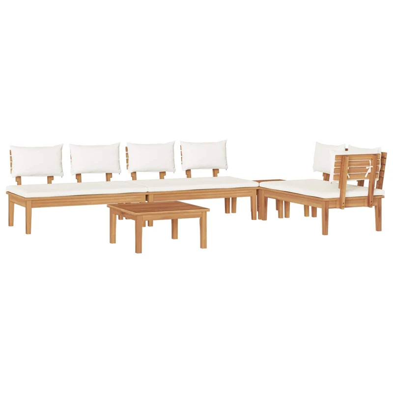 Garden Sofa Set 5 pcs Brown and Cream