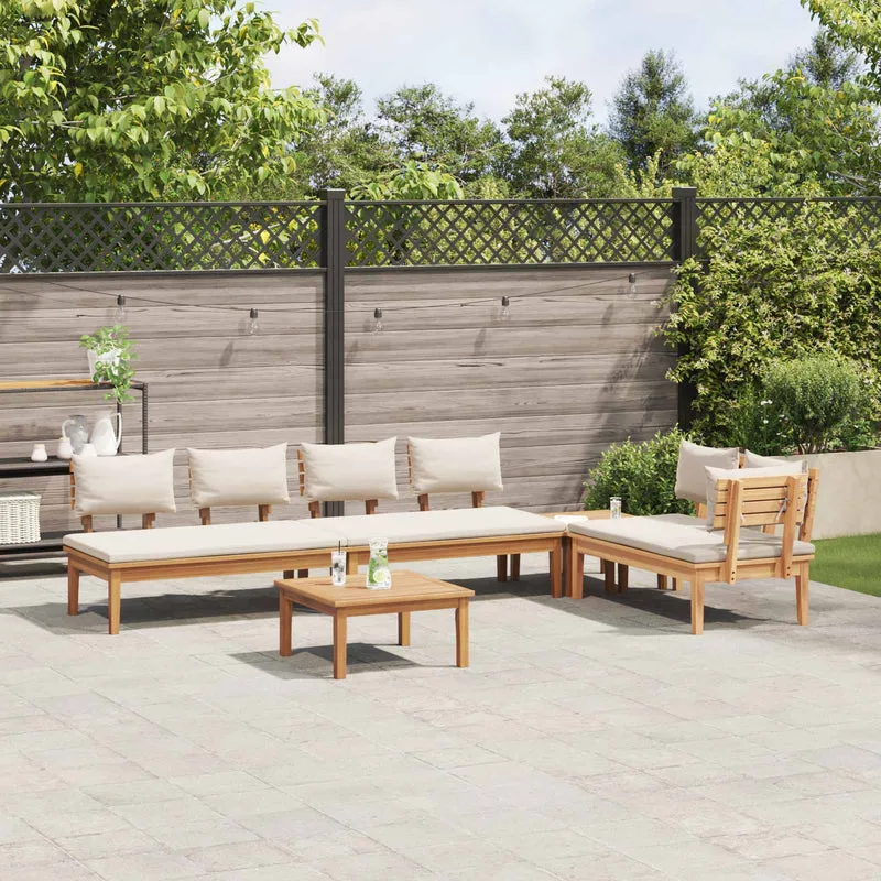Garden Sofa Set 5 pcs Brown and Cream