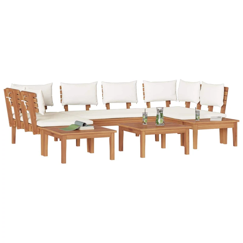 Garden Sofa Set 4 pcs Brown and Cream