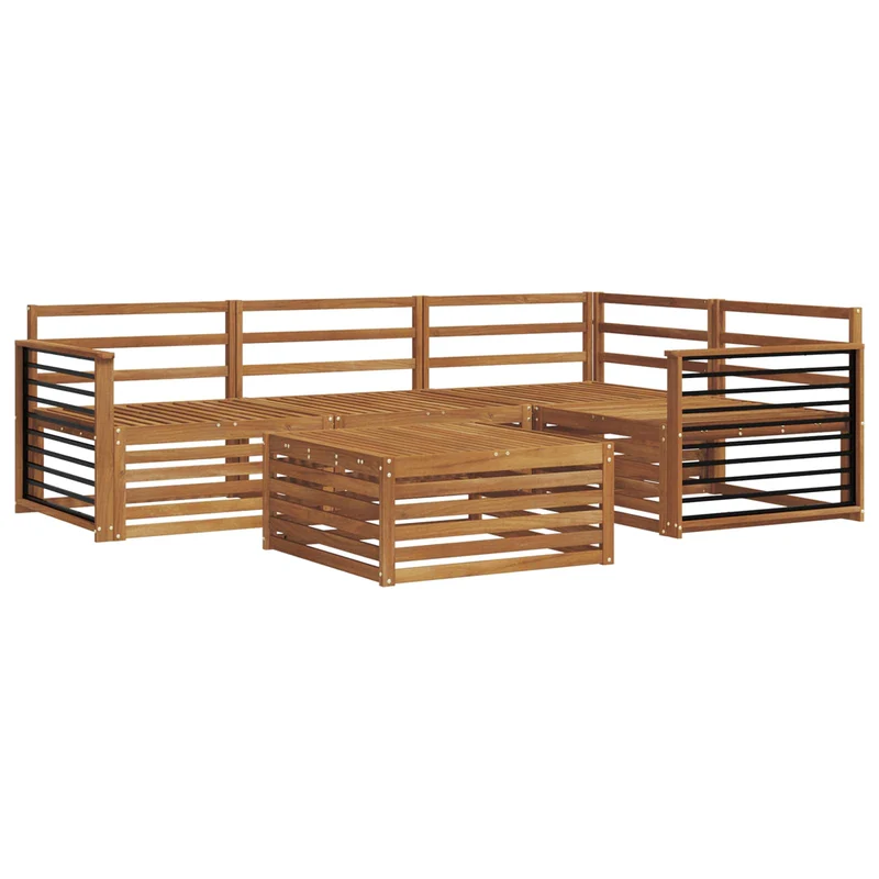 Outdoor Sofa Set 5 pcs Natural Solid Acacia Wood