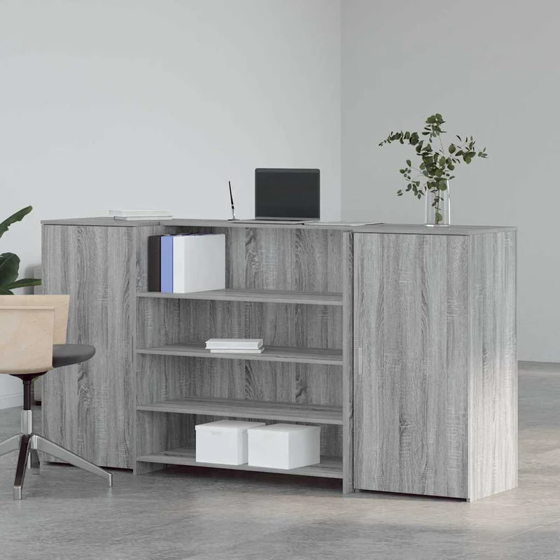 Reception Desk Grey Sonoma 200x50x103,5 cm Engineered Wood