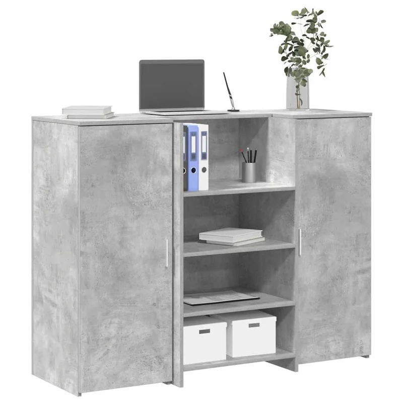 Reception Desk Concrete Grey 135x50x103,5 cm Engineered Wood