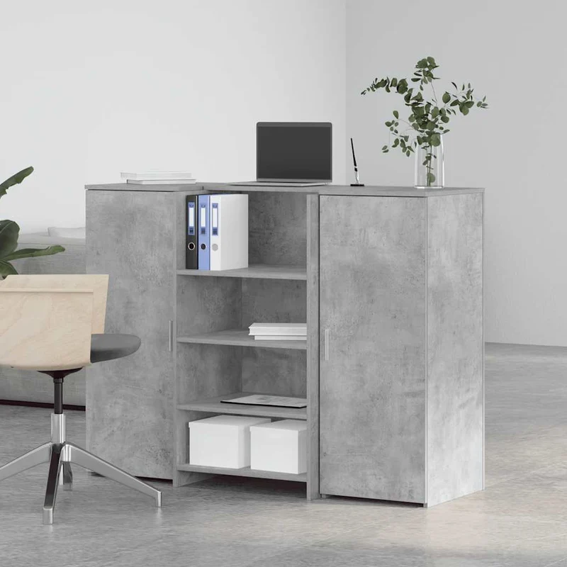 Reception Desk Concrete Grey 135x50x103,5 cm Engineered Wood