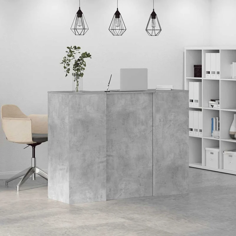 Reception Desk Concrete Grey 135x50x103,5 cm Engineered Wood