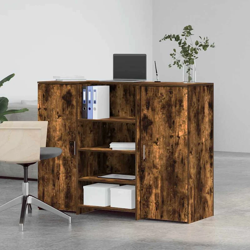 Reception Desk Smoked Oak 135x50x103,5 cm Engineered Wood