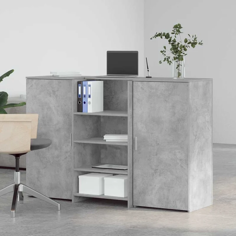 Reception Desk Concrete Grey 155x50x103,5 cm Engineered Wood